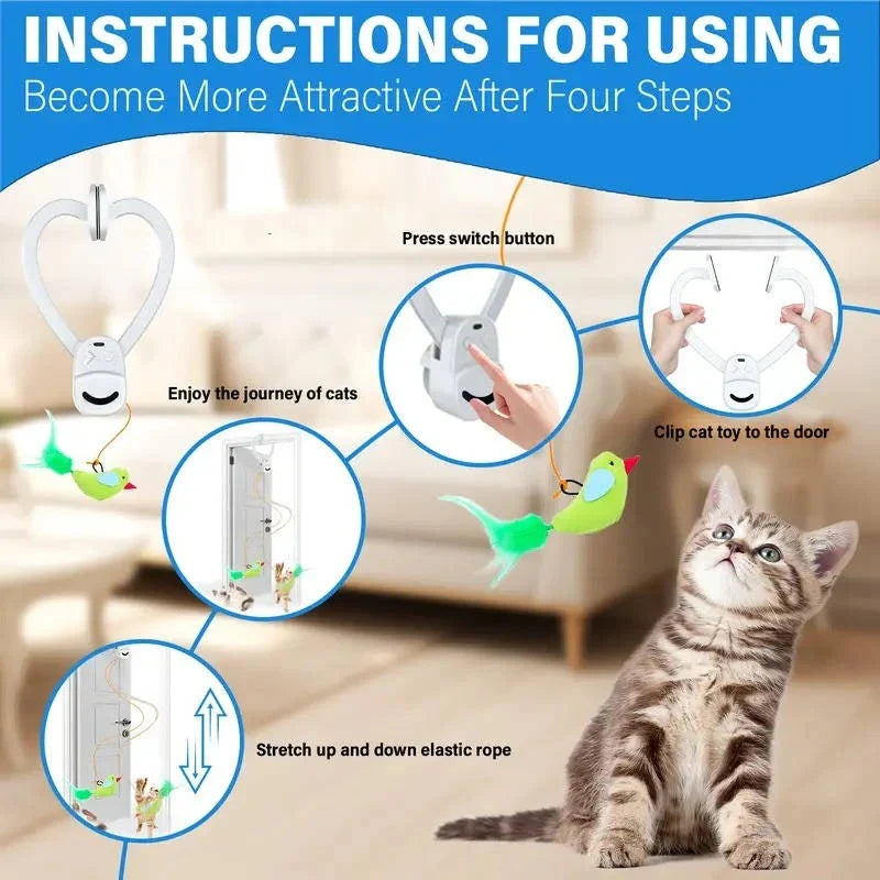 Automatic Cat Toy USB-C Rechargeable Clip-On With Breakaway Safety