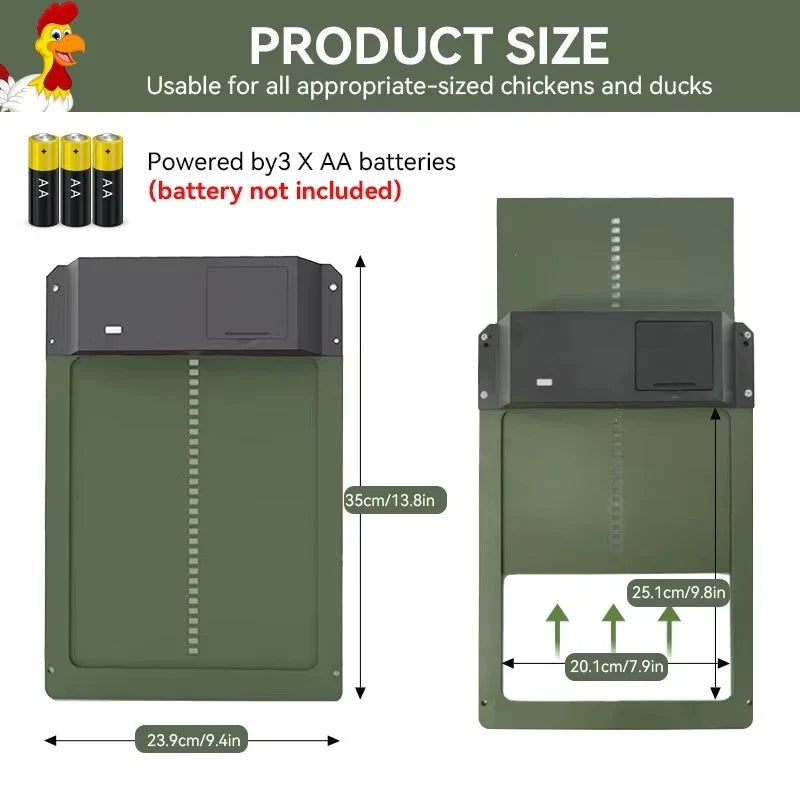 Automatic Coop Door Light Sensor & Battery Operated