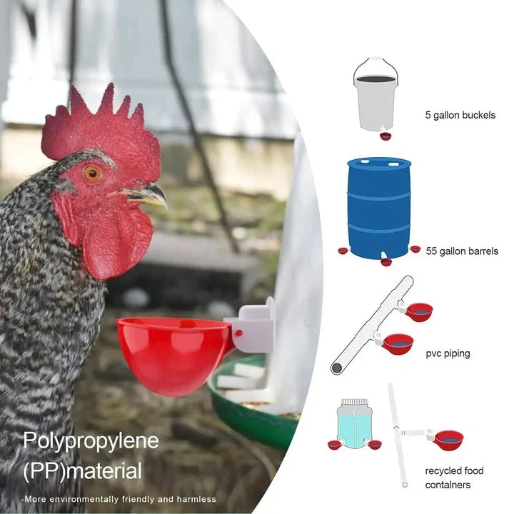 Automatic Poultry Waterer Gravity-Fed Dual Seal Set of 10
