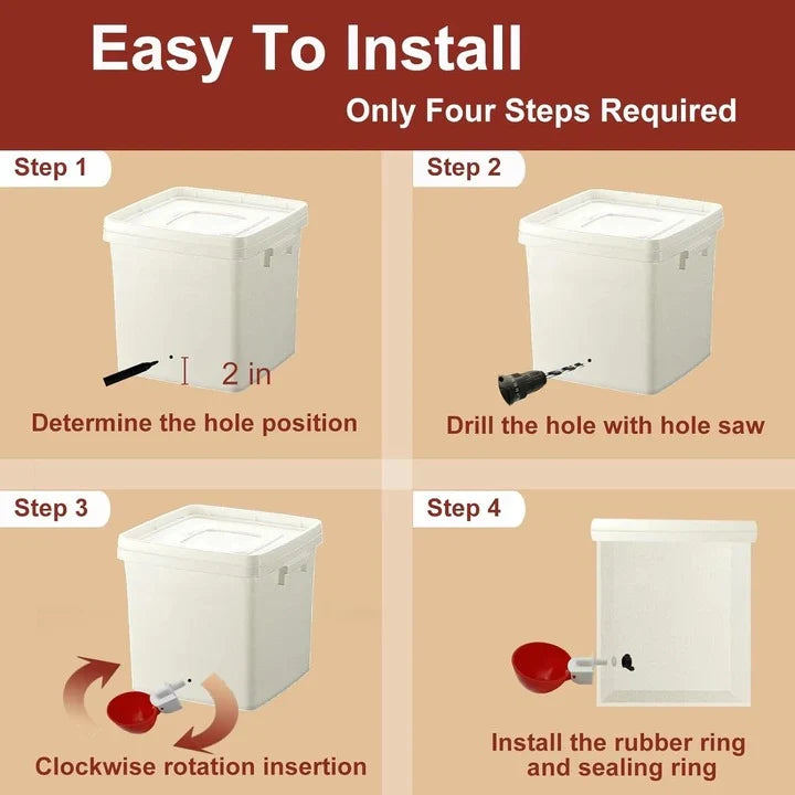 Automatic Poultry Waterer Gravity-Fed Dual Seal Set of 10