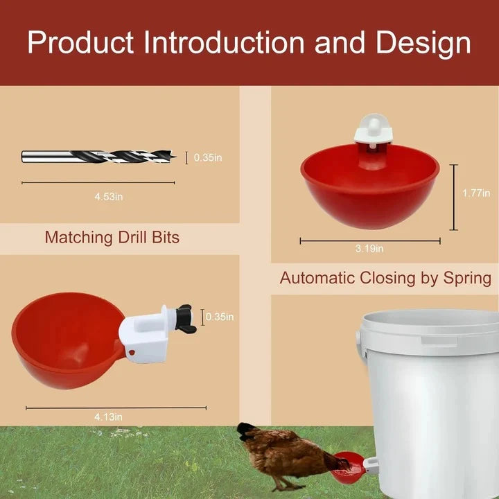 Automatic Poultry Waterer Gravity-Fed Dual Seal Set of 10