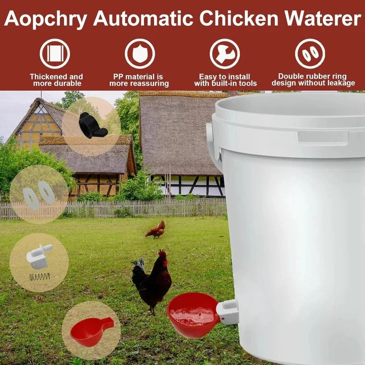 Automatic Poultry Waterer Gravity-Fed Dual Seal Set of 10