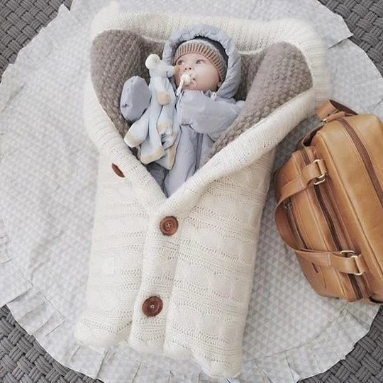 Baby Blanket Dual-Layer Swedish Fleece & Knitted Linen