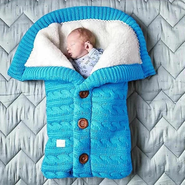 Baby Blanket Dual-Layer Swedish Fleece & Knitted Linen