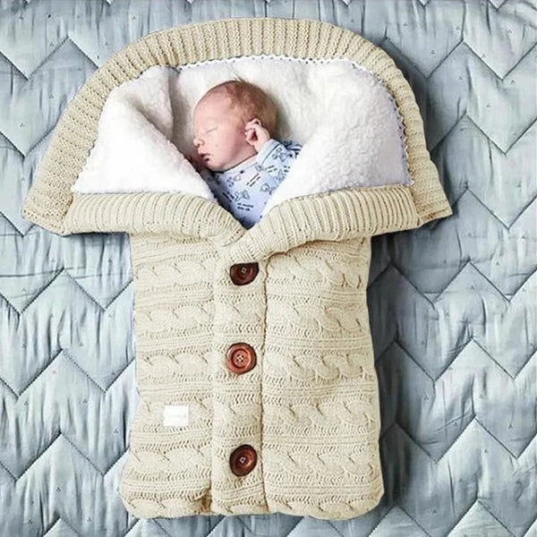 Baby Blanket Dual-Layer Swedish Fleece & Knitted Linen