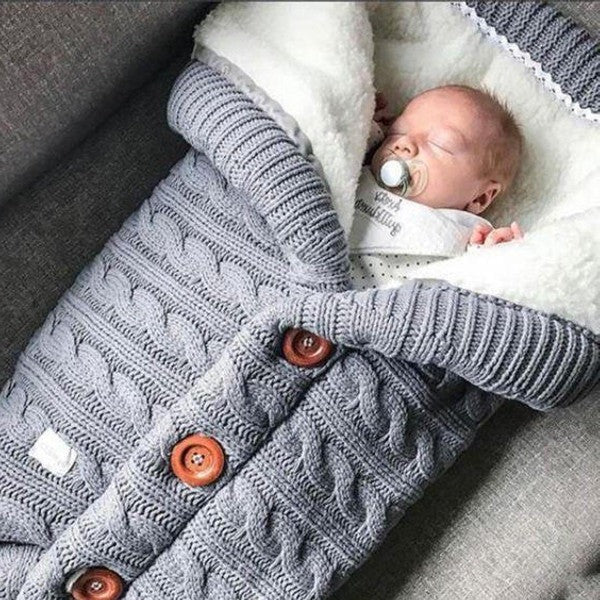 Baby Blanket Dual-Layer Swedish Fleece & Knitted Linen