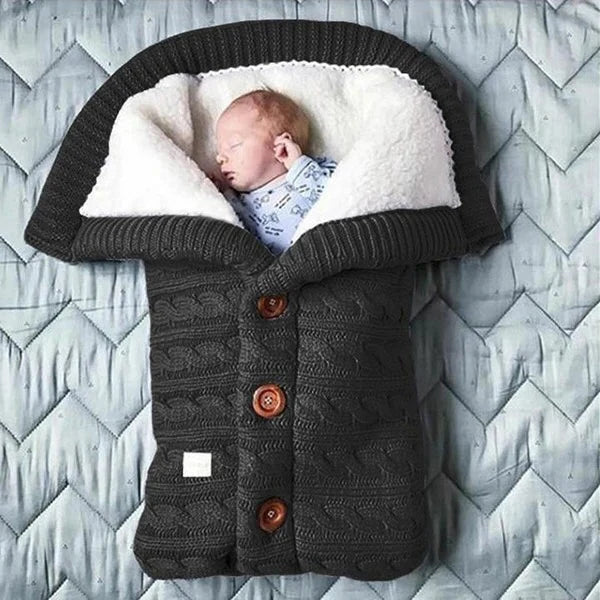 Baby Blanket Dual-Layer Swedish Fleece & Knitted Linen