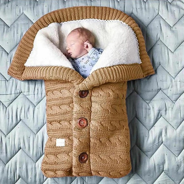 Baby Blanket Dual-Layer Swedish Fleece & Knitted Linen