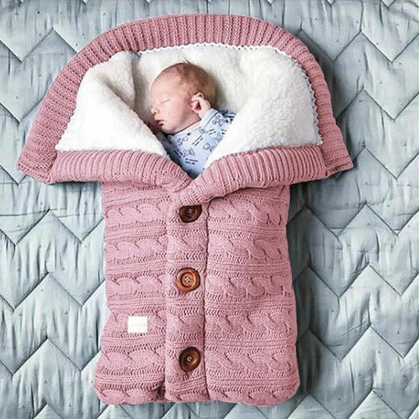 Baby Blanket Dual-Layer Swedish Fleece & Knitted Linen