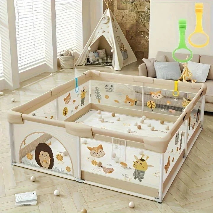 Baby Playpen Animal Print Tool-Free Setup