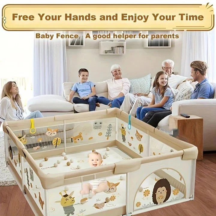 Baby Playpen Animal Print Tool-Free Setup