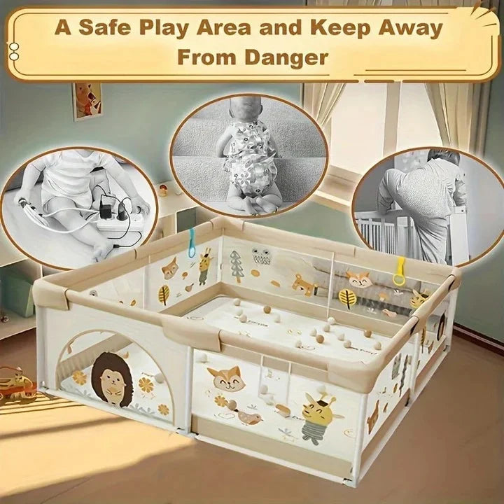 Baby Playpen Animal Print Tool-Free Setup