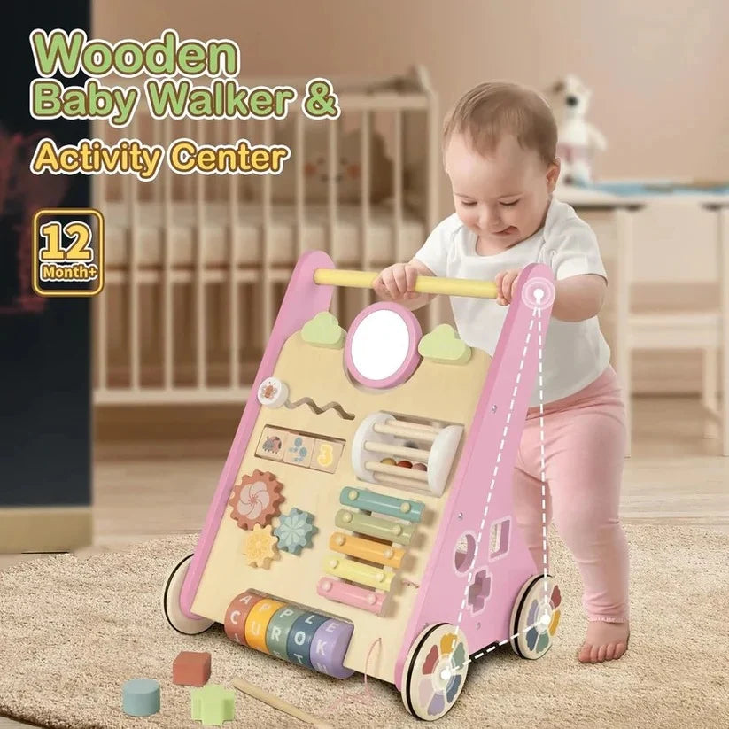 Baby Walker Adjustable Resistance Silent Rubber Wheels 10 Activities