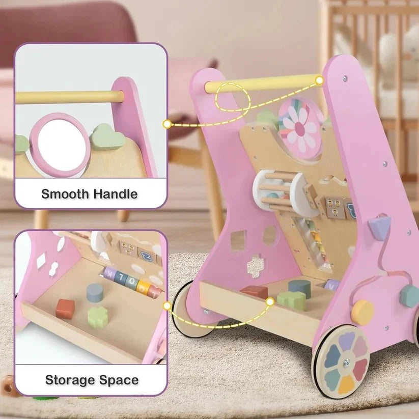 Baby Walker Adjustable Resistance Silent Rubber Wheels 10 Activities