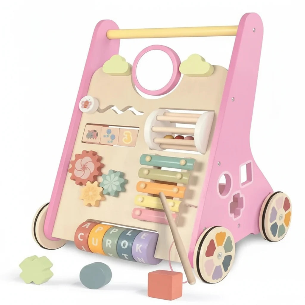 Baby Walker Adjustable Resistance Silent Rubber Wheels 10 Activities