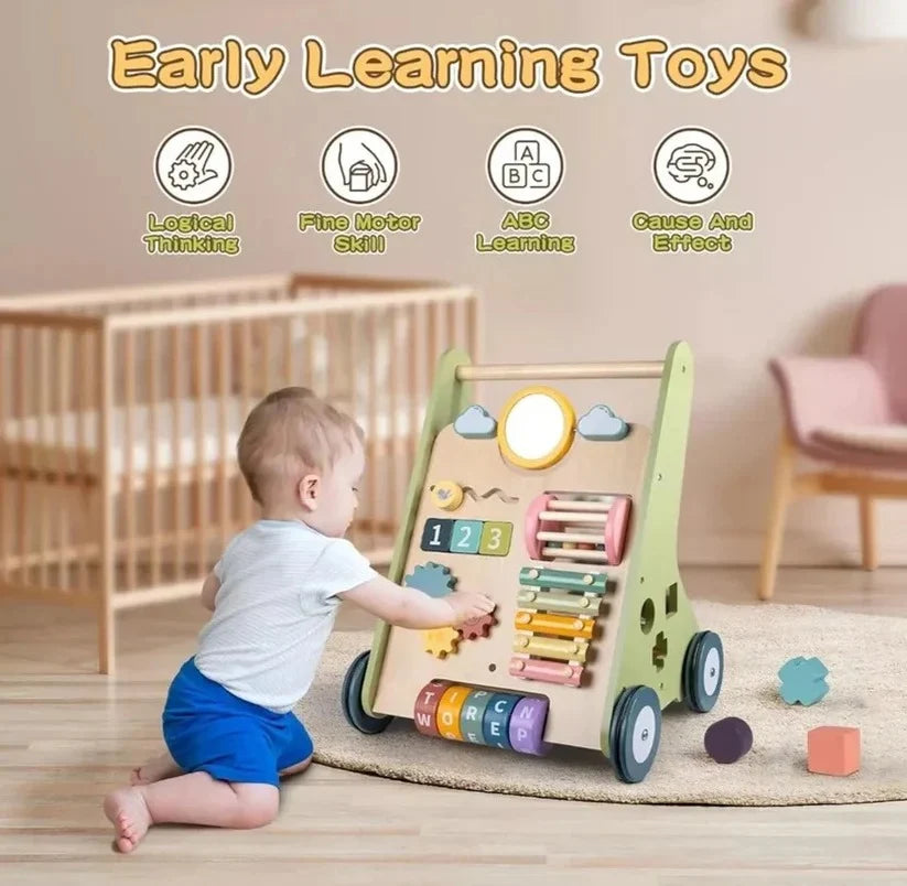 Baby Walker Adjustable Resistance Silent Rubber Wheels 10 Activities