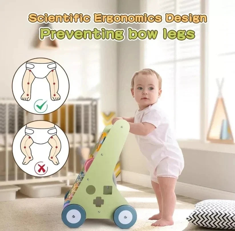 Baby Walker Adjustable Resistance Silent Rubber Wheels 10 Activities