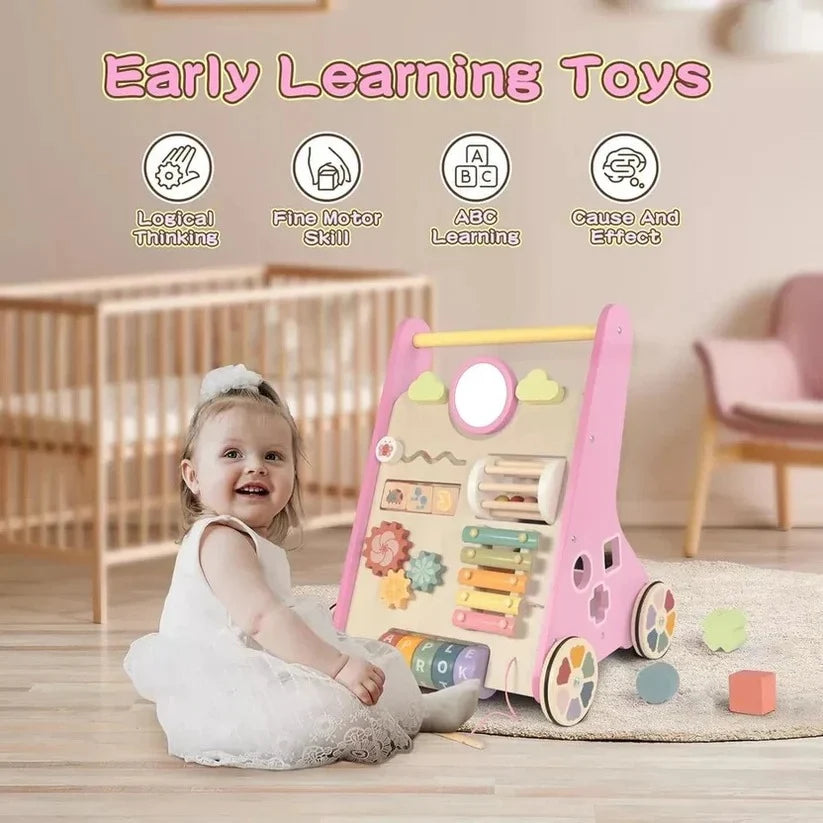 Baby Walker Adjustable Resistance Silent Rubber Wheels 10 Activities
