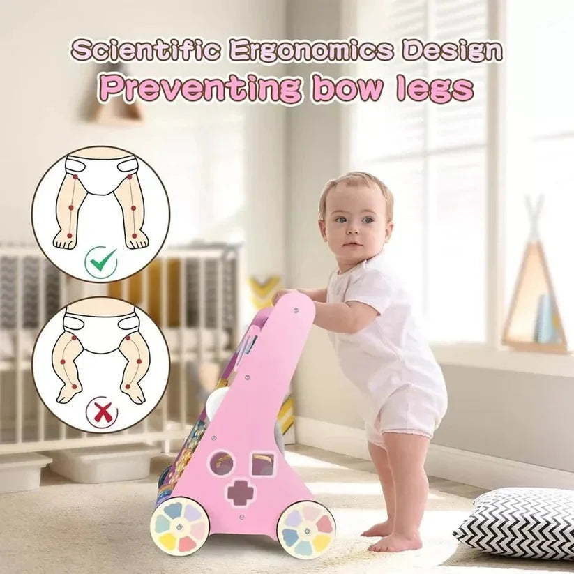 Baby Walker Adjustable Resistance Silent Rubber Wheels 10 Activities