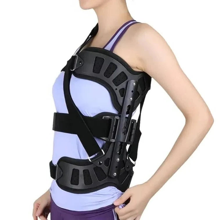 Back Brace Height-Adjustable 3 Aluminum Bars Ventilated Mesh