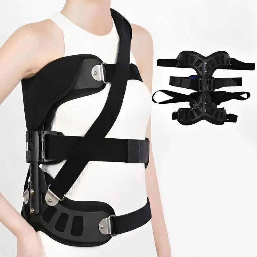 Back Brace Height-Adjustable 3 Aluminum Bars Ventilated Mesh