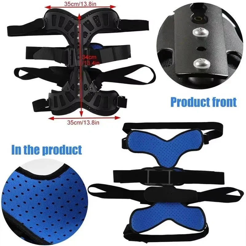 Back Brace Height-Adjustable 3 Aluminum Bars Ventilated Mesh