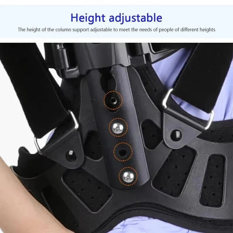 Back Brace Height-Adjustable 3 Aluminum Bars Ventilated Mesh