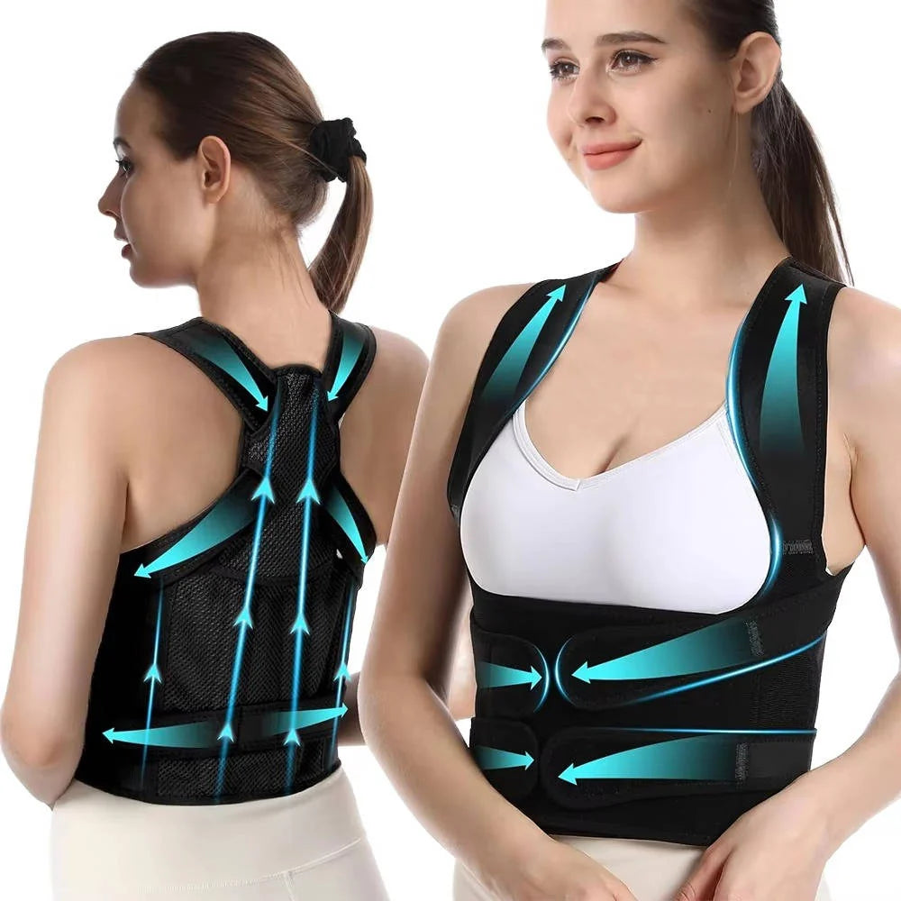 Back Support Brace Five Flexible Rods Breathable Mesh