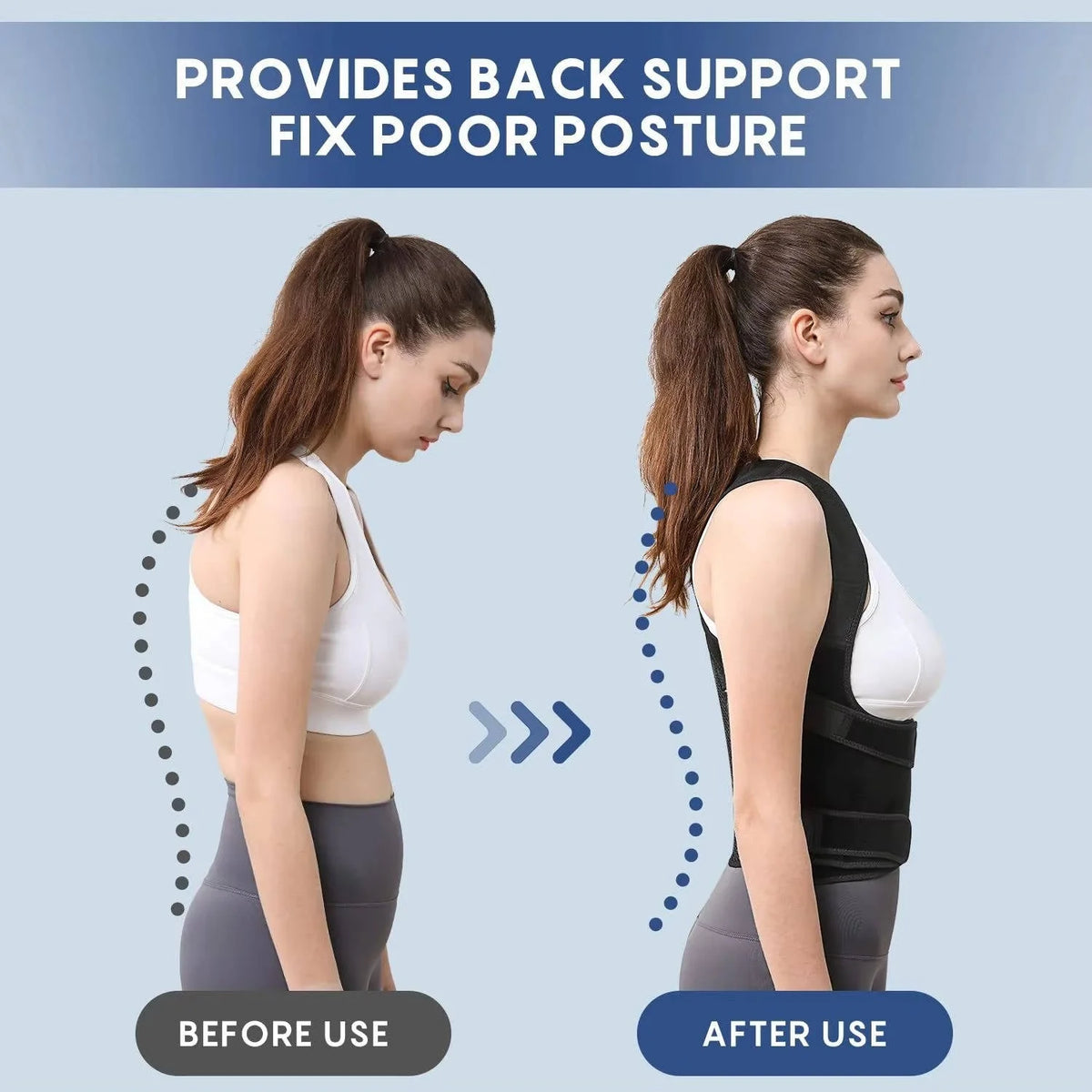 Back Support Brace Five Flexible Rods Breathable Mesh