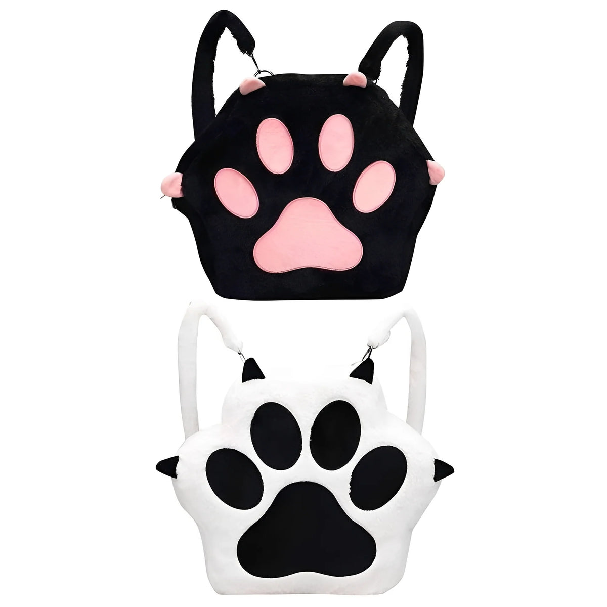 Backpack Purse Plush Faux Fur Cat Paw Design