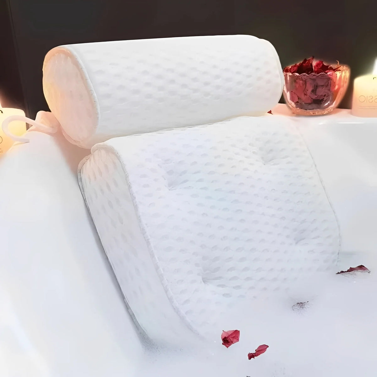 Bath Pillow Ergonomic Neck & Shoulder Support Quick-Dry Mesh