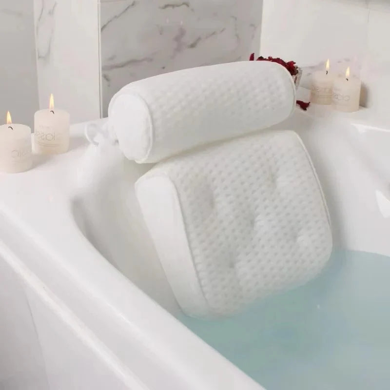 Bath Pillow Ergonomic Neck & Shoulder Support Suction Cups