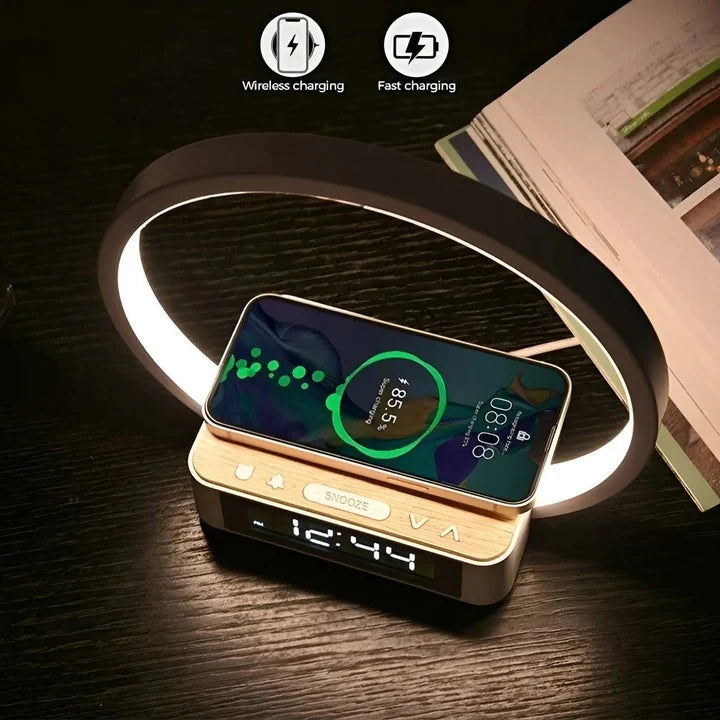Bedside Lamp 3-in-1 Wireless Charger & Alarm Clock