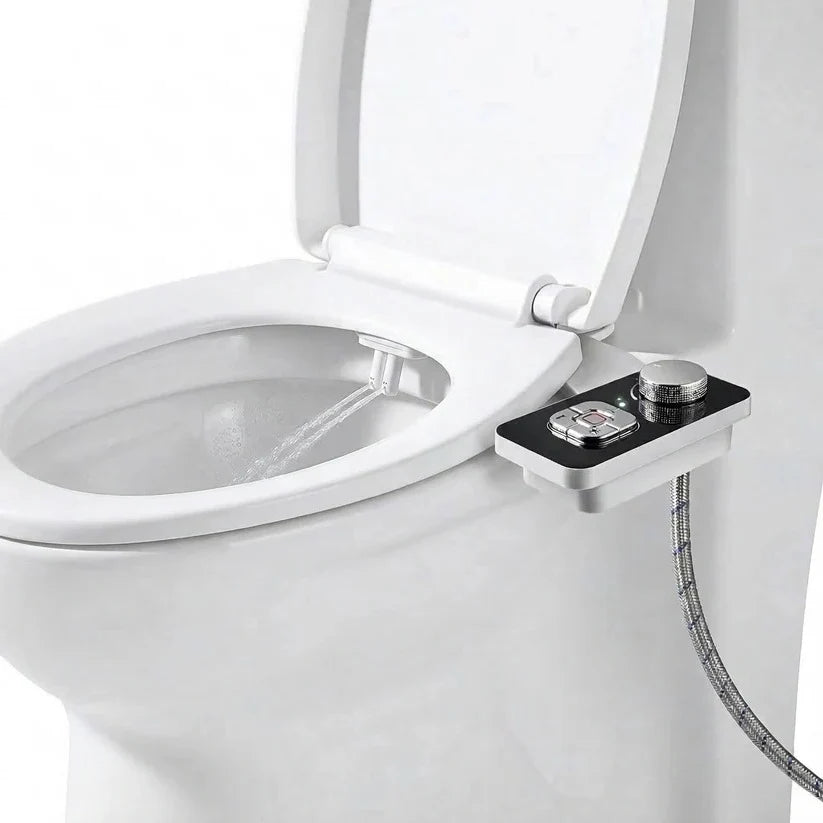 Bidet Attachment Dual Nozzle & Self-Cleaning Braided Steel Hose