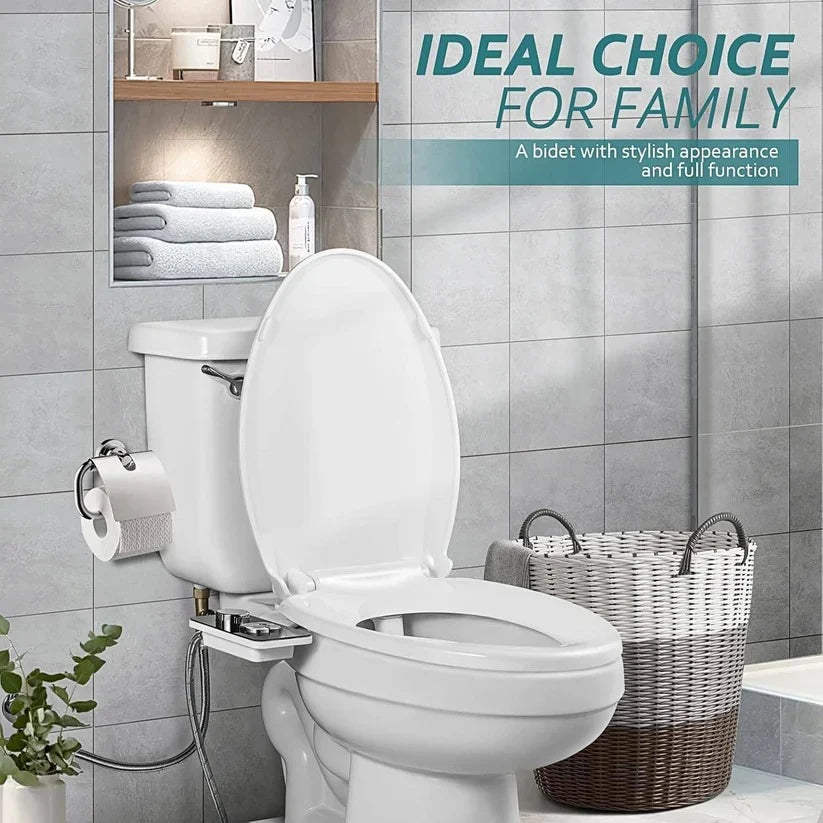 Bidet Attachment Dual Nozzle & Self-Cleaning Braided Steel Hose