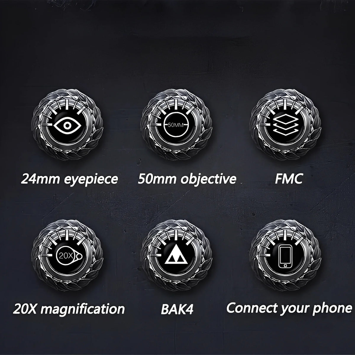 Binoculars 20x Magnification BAK4 Multi-Coated