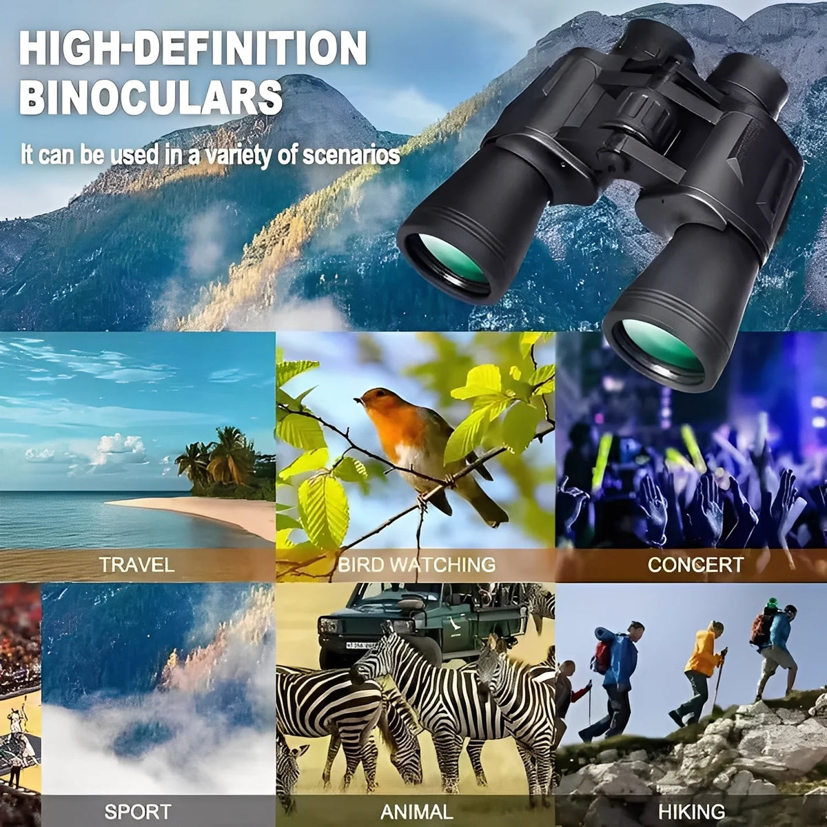 Binoculars 20x Magnification BAK4 Multi-Coated