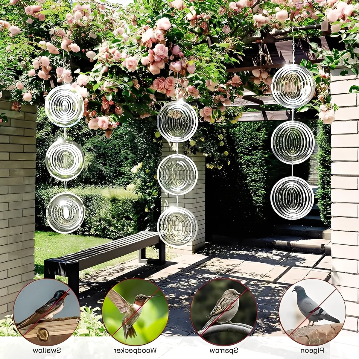 Bird Deterrent Spinner Stainless Steel 3D Mirror Finish