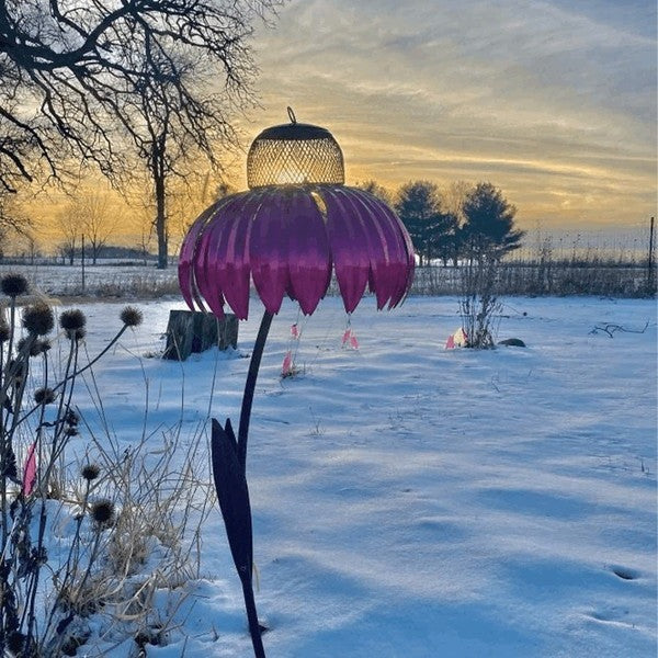 Bird Feeder Metal Coneflower Weather-Resistant