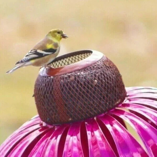 Bird Feeder Metal Coneflower Weather-Resistant