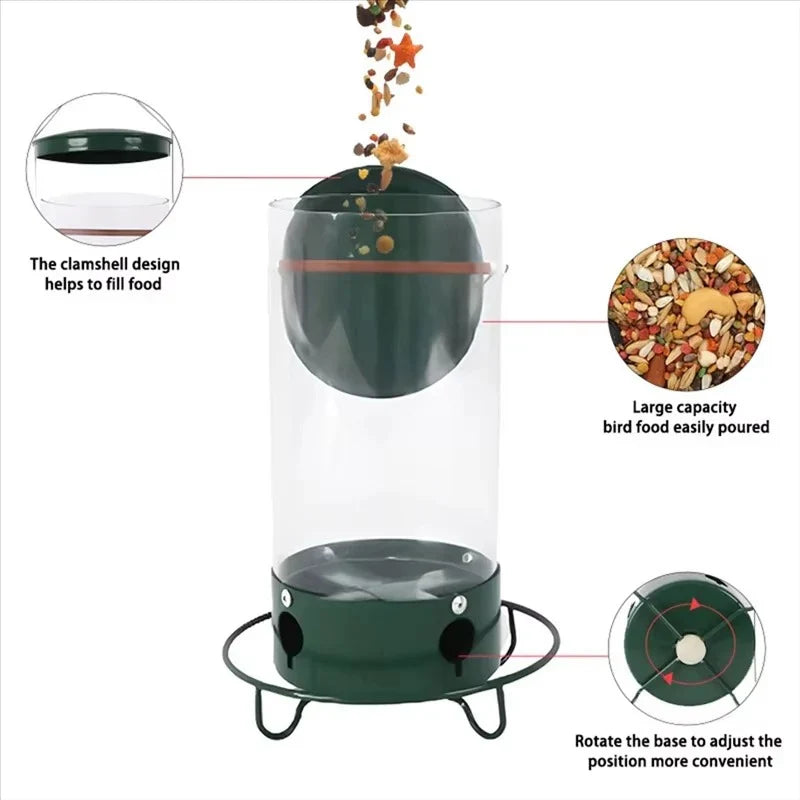Bird Feeder Window-Mounted Metal Weight-Activated Perch