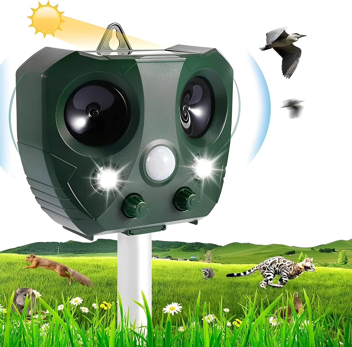 Bird & Pest Repeller Motion-Activated Ultrasonic Solar & USB