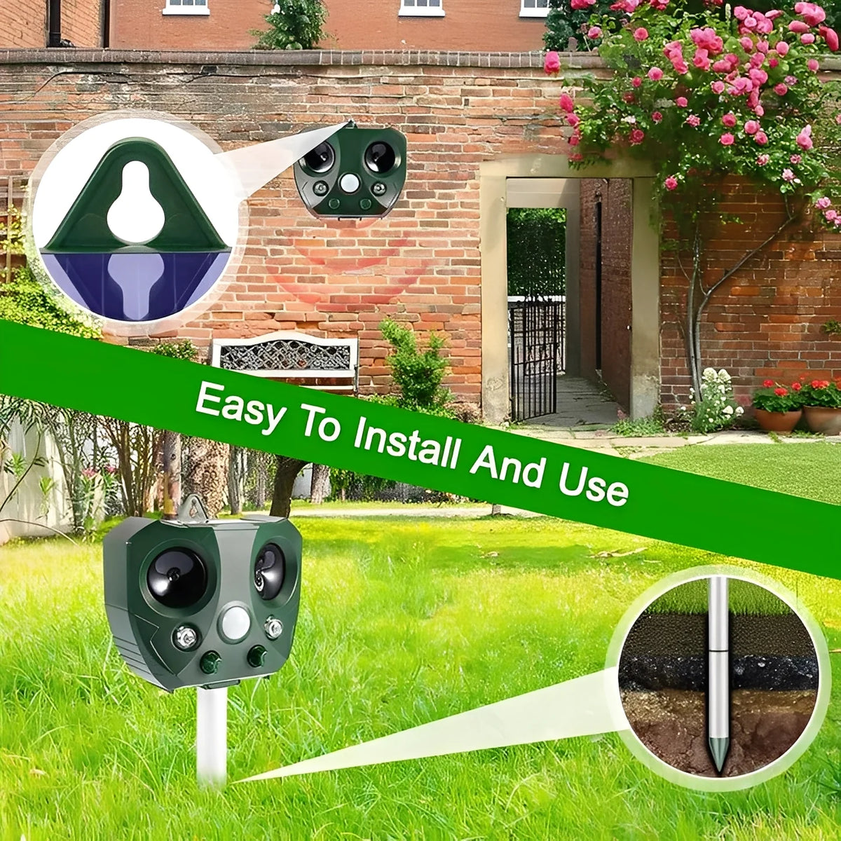 Bird & Pest Repeller Motion-Activated Ultrasonic Solar & USB