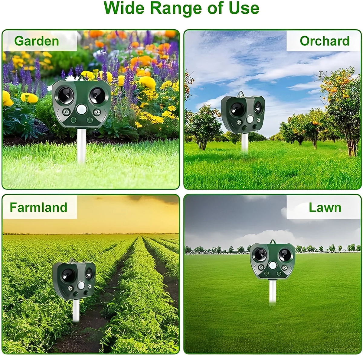 Bird & Pest Repeller Motion-Activated Ultrasonic Solar & USB