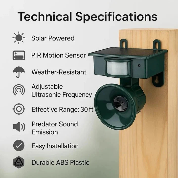 Bird Repeller Solar-Powered Motion-Activated Sound