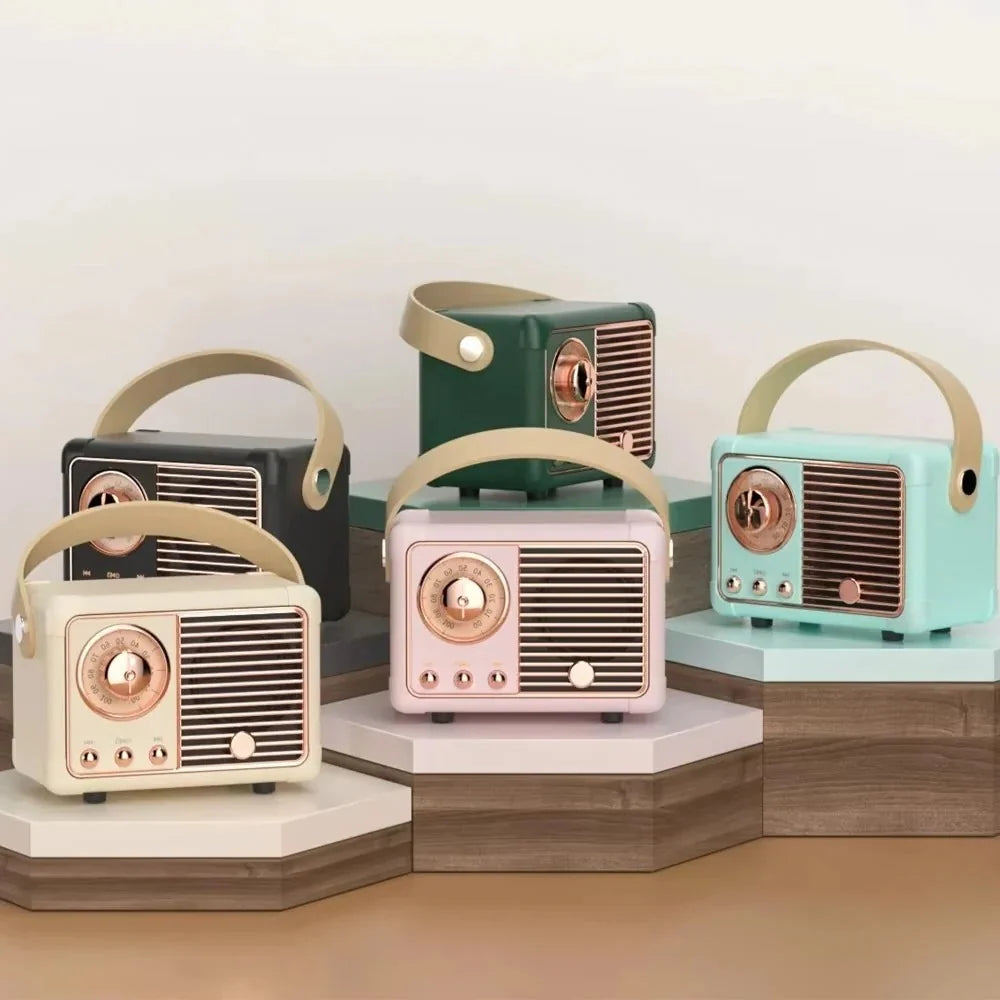 Bluetooth Speaker Built-In Subwoofer Compact Retro Design