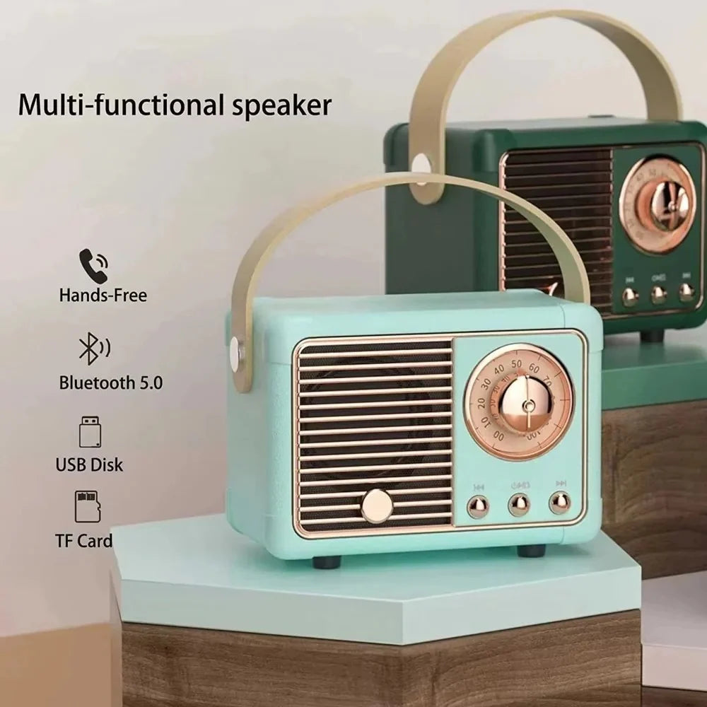 Bluetooth Speaker Built-In Subwoofer Compact Retro Design