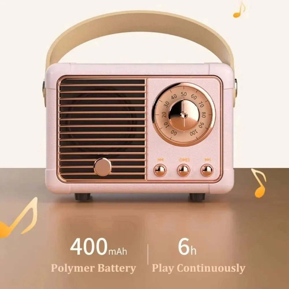 Bluetooth Speaker Built-In Subwoofer Compact Retro Design