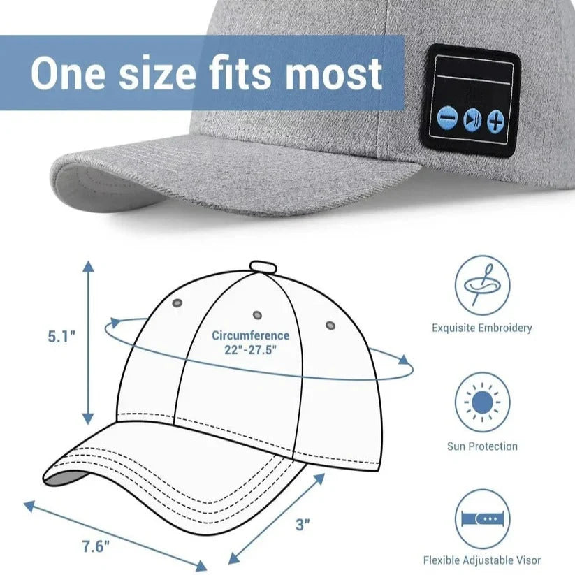 Bluetooth Speaker Cap Open-Ear & Mic 6-Hour Battery