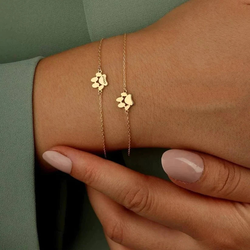 Bracelet Personalized Paw Print Stainless Steel Adjustable Fit
